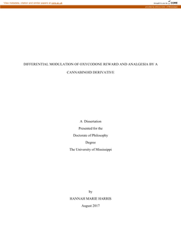 Differential Modulation of Oxycodone Reward and Analgesia by A