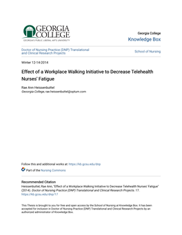 Effect of a Workplace Walking Initiative to Decrease Telehealth Nurses' Fatigue