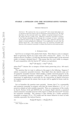 Arxiv:1608.02901V1 [Math.AT] 9 Aug 2016 Functors