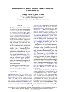 An Improved Neural Network Model for Joint POS Tagging and Dependency Parsing