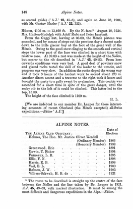Alpine Notes. As Second Guide) (' A.J.' 18, 45-6), and Again on June 23, 1904, with Mr