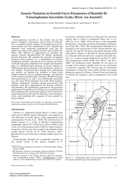 Genetic Variation in Growth Curve Parameters of Konishii Fir (Cunninghamia Lanceolata (LAMB.) HOOK