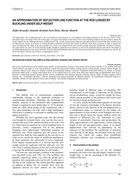 An Approximation of Deflection Line Function at the Rod Loaded by Buckling Under Self-Weight