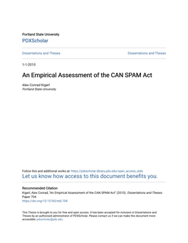 An Empirical Assessment of the CAN SPAM Act