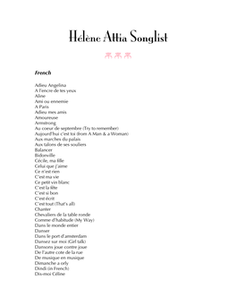 Hélène Attia Songlist