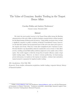 Insider Trading in the Teapot Dome Affair