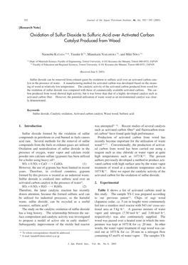 Oxidation of Sulfur Dioxide to Sulfuric Acid Over Activated Carbon Catalyst Produced from Wood