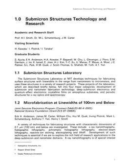 1.0 Submicron Structures Technology and Research