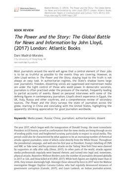 The Global Battle for News and Information by John Lloyd, (2017) London: Atlantic Books
