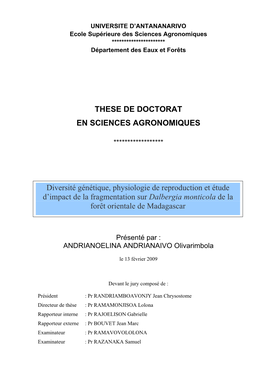 These De Doctorat En Sciences Agronomiques