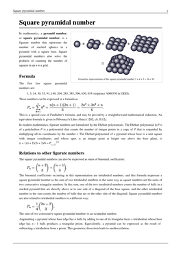 Square Pyramidal Number 1 Square Pyramidal Number