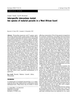 Two Species of Malarial Parasite in a West African Lizard