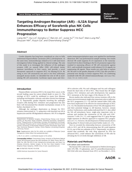 Targeting Androgen Receptor (AR)!IL12A Signal Enhances Efficacy