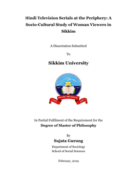 Sujata Gurung Department of Sociology School of Social Sciences