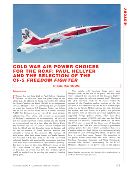 Paul Hellyer and the Selection of the Cf-5 Freedom Fighter