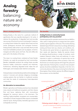 Analog Forestry Balancing Nature and Economy