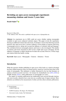 Revisiting an Open Access Monograph Experiment: Measuring Citations and Tweets 5 Years Later