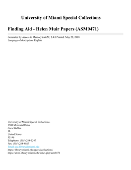 Helen Muir Papers (ASM0471)