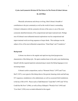 Cycles and Symmetric Division of the Octave in the Works of John Coltrane