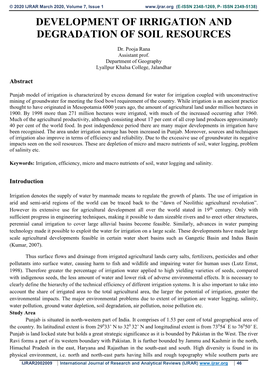 Development of Irrigation and Degradation of Soil Resources