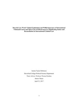 1 Does the Law Work? Global Exploitation and Willful Ignorance of International Tribunals/Courts and Their Lack of Effectiveness