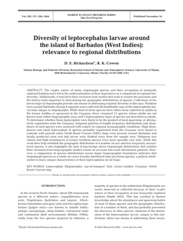 Diversity of Leptocephalus Larvae Around the Island of Barbados (West Indies): Relevance to Regional Distributions