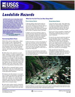 Fast-Moving Debris Flows What Can You Do If You Live Near Steep Hills?