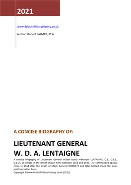 Lieutenant General W. D. A. Lentaigne