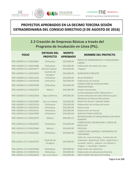 2.3 Creación De Empresas Básicas a Través Del Programa De Incubación En Línea (PIL)