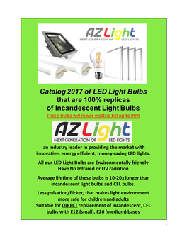 AZ LIGHT LED Bubs Incandescent Type Catalog V7 2017
