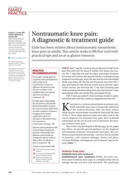 Nontraumatic Knee Pain: Hawks, MD Nellis Family Medicine Residency Program, a Diagnostic & Treatment Guide Nellis Air Force Base, Nev (Drs