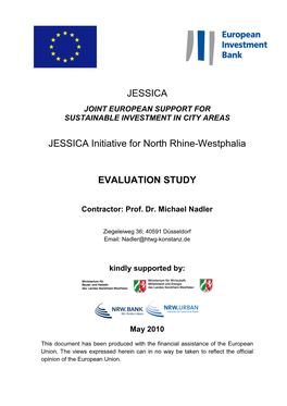 JESSICA JESSICA Initiative for North Rhine-Westphalia EVALUATION