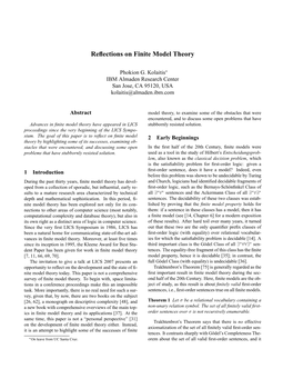 Reflections on Finite Model Theory