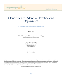 Cloud Storage: Adoption, Practice and Deployment