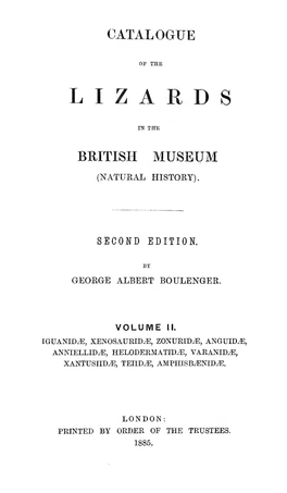 Catalogue of the Lizards in the British Museum