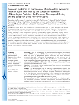 EFNS Guideline Restless Legs Syndrome