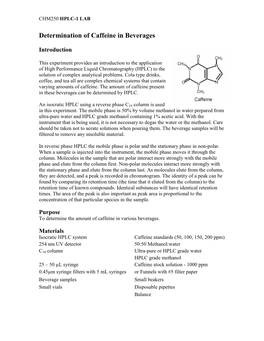 Determination of Caffeine in Beverages