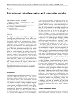 Interactions of Natural Polyamines with Mammalian Proteins