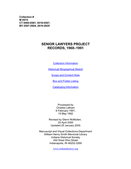 Senior Lawyers Project Collection, 1968-1991