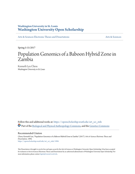 Population Genomics of a Baboon Hybrid Zone in Zambia Kenneth Lyu Chiou Washington University in St