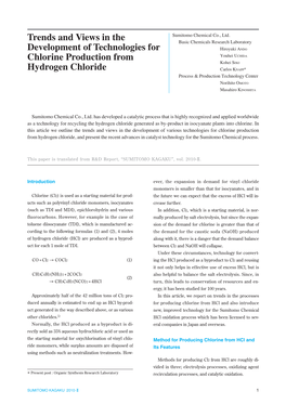 Trends and Views in the Development of Technologies for Chlorine Production from Hydrogen Chloride