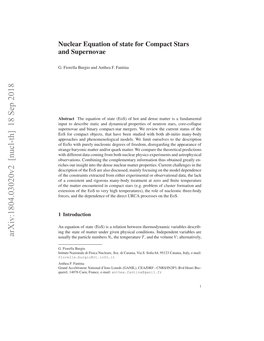 Nuclear Equation of State for Compact Stars and Supernovae 3 Ods, and to Discuss Some of the Currentchallenges in the ﬁeld