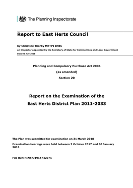 Report to East Herts Council