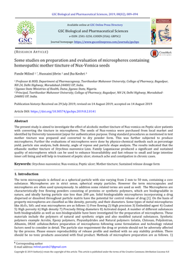 Some Studies on Preparation and Evaluation of Microspheres Containing Homeopathic Mother Tincture of Nux-Vomica Seeds