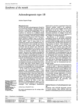 Syndrome of the Month J Med Genet: First Published As 10.1136/Jmg.33.11.957 on 1 November 1996