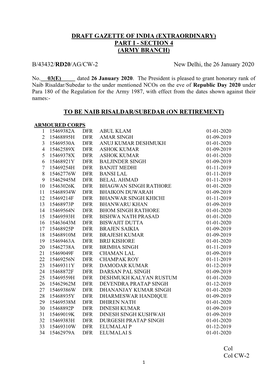 Col Col CW-2 DRAFT GAZETTE of INDIA