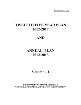 Twelfth Five Year Plan 2012-2017 And