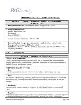 MATERIAL SAFETY DATA SHEET Finished Product. SECTION 1