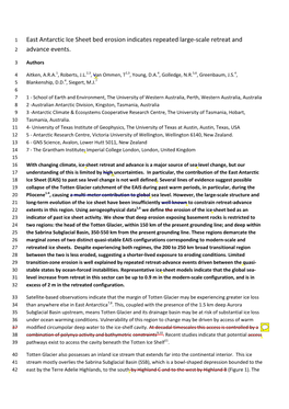 East Antarctic Ice Sheet Bed Erosion Indicates Repeated Large-Scale Retreat and 2 Advance Events