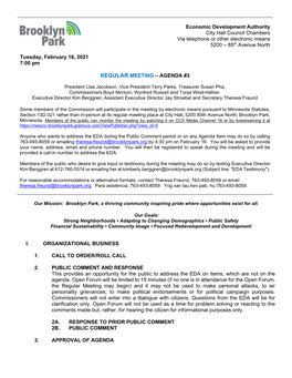 February 16, 2021 Regular Agenda Packet